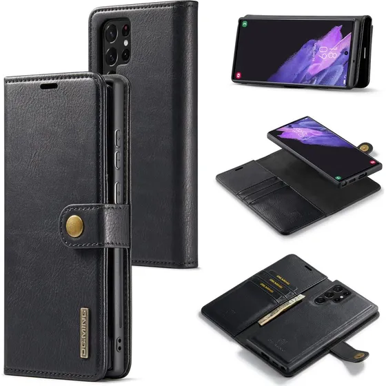 DG MING Samsung S24 Ultra 2-i-1 Magnet Pungetui - Sort