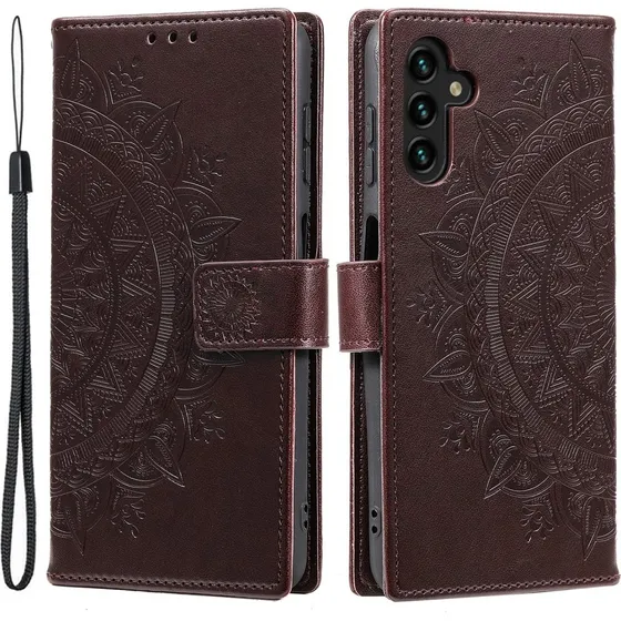 SKALO Samsung S24 Mandala Flip Cover - Brun