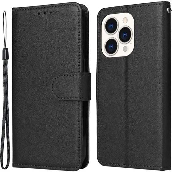SKALO iPhone 15 Plus Flip Cover m. pung i PU-læder - Sort