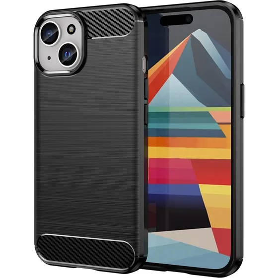 SKALO iPhone 15 Armor Carbon Stødsikker TPU-cover