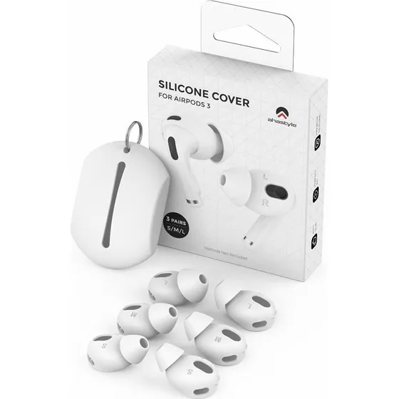 AHASTYLE Silikone Ørepropper til AirPods 3 - Hvid (S+M+L)