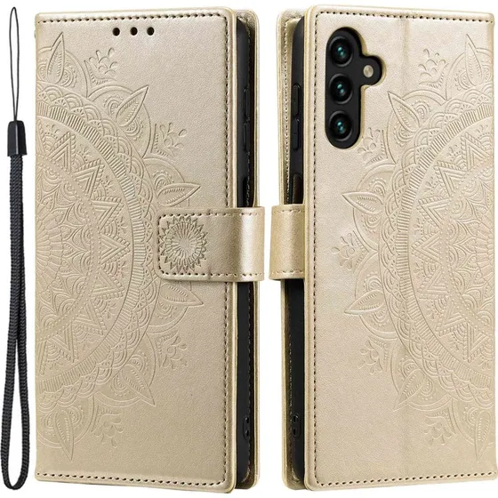 SKALO Samsung A54 5G Mandala Flip Cover - Guld