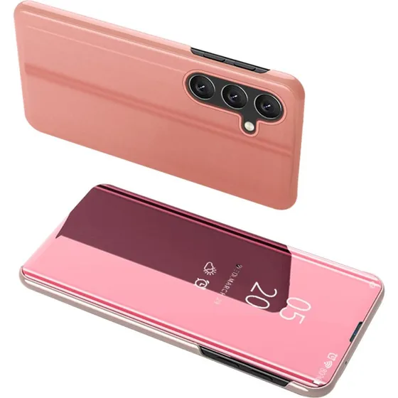 SKALO Samsung A54 5G Clear View Flip Cover - Rosa guld