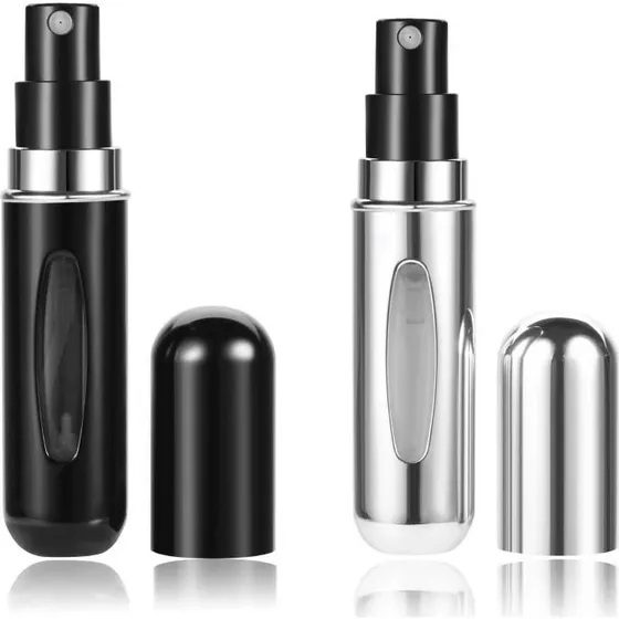 2X Parfume Atomizer 8 ml - Rejseflasker i sølv og sort