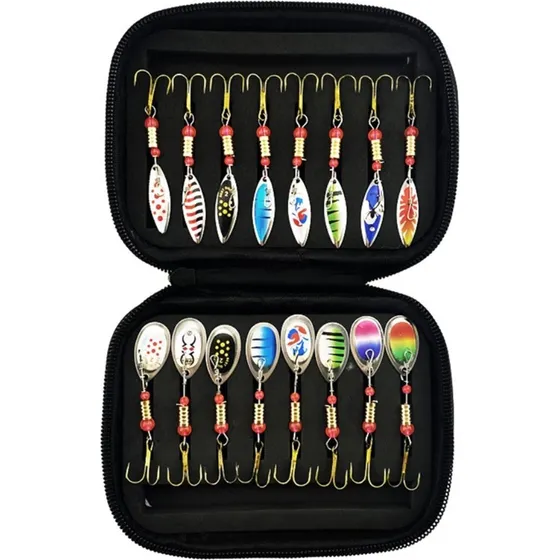 16 stk. Metal Spinner Bait 3g med opbevaringstaske - Stil B