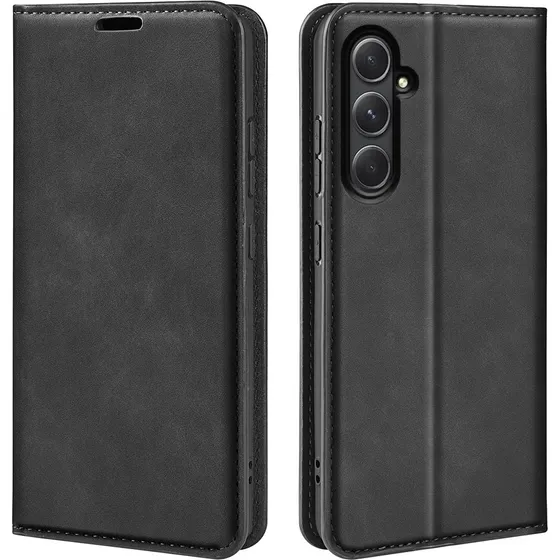 Samsung Galaxy A55 5G Flip Cover - Sort PU-læder med magnetlukning