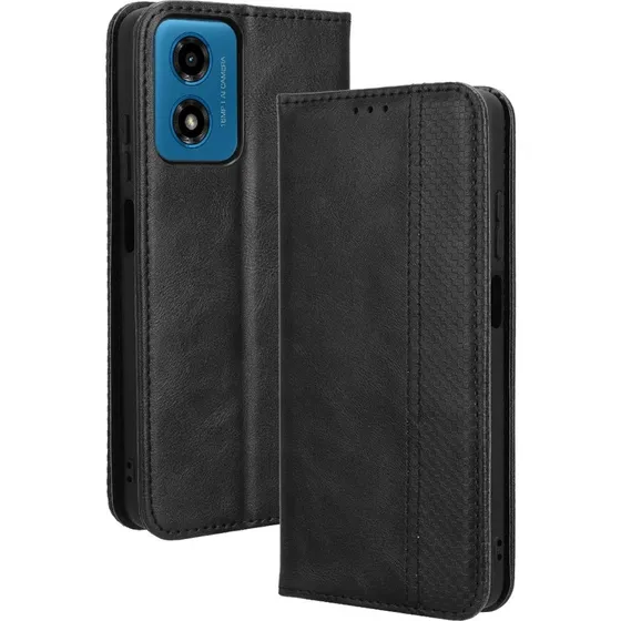 Motorola Moto G04 / G24 Power Wallet Case - Sort Vintage PU-læder