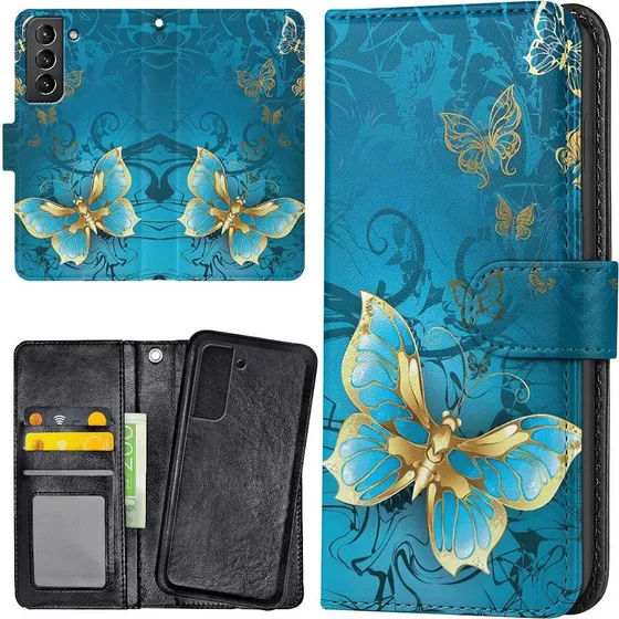 Samsung Galaxy S22 Etui med kortholder - Sommerfugle