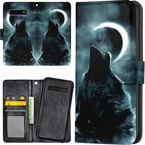 Samsung Galaxy S10 Plus Wolf Pungetui - Mobilcover med kortholder