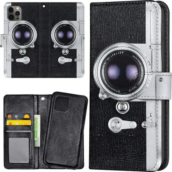 iPhone 11 Pro Retro Kamera Pungetui med Kortholder