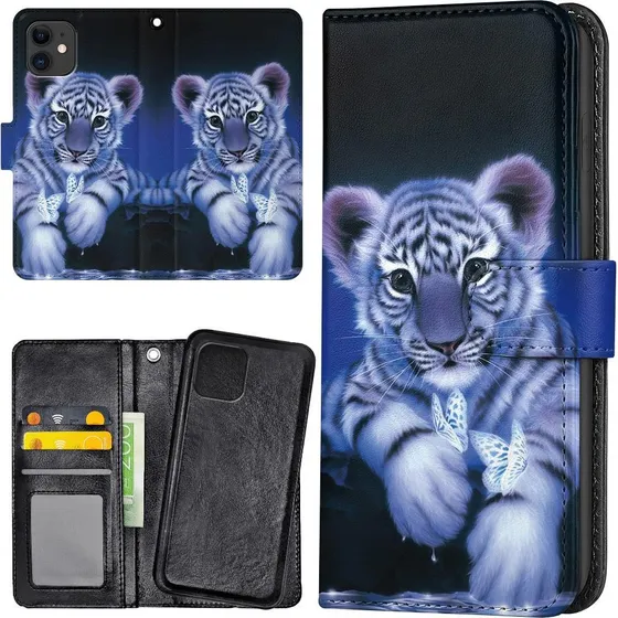 iPhone 11 Mobilcover med pungetui - Tigerunge