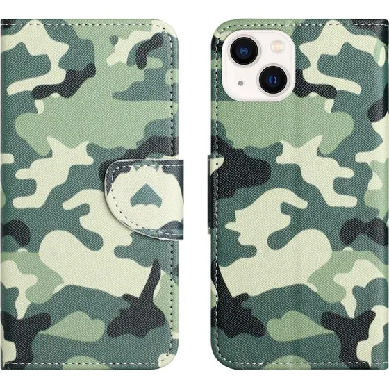 iPhone 15 Plus Wallet Stand Case - Camouflage