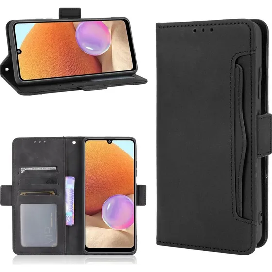 Wallet Stand Flip Case til Samsung Galaxy A32 4G - Sort