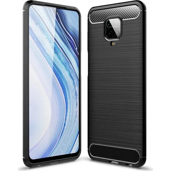 Xiaomi Redmi Note 9 Pro cover med kulfibertekstur og TPU