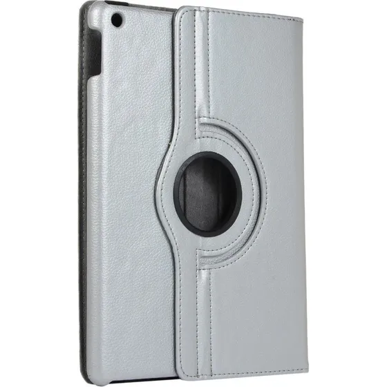Apple iPad 10.2 (2019-2021) Litchi Texture Stand Etui - Sølv