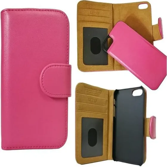 iPhone 5/5s/SE Eco-Læder Mobilplånbok med aftagbart bagstykke - Rosa