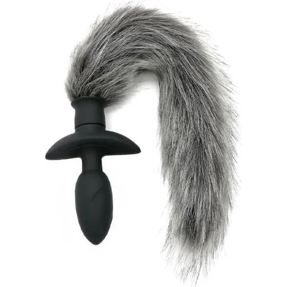 Rotating Plug With Grey Fur Analplug med hale