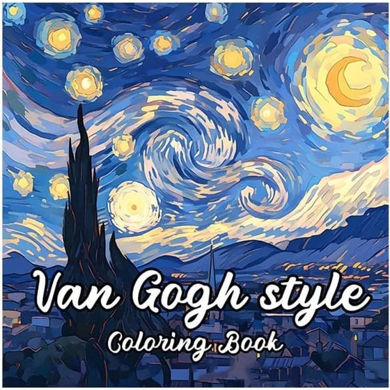 Malebog for voksne 24 sider 20x20 cm – Van Gogh stil