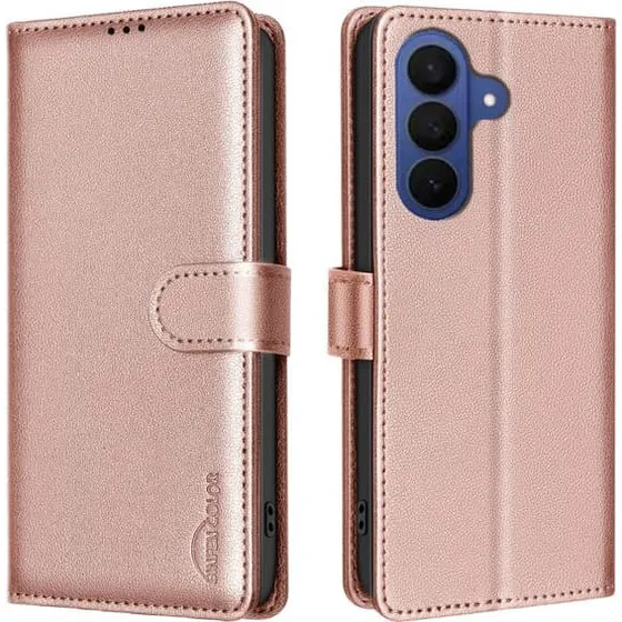 Skalo Binfen Color BF32 Litchi Flip Cover til Samsung Galaxy A57 5G - Rosa guld