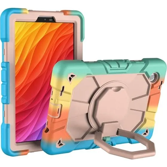 SKALO Samsung Galaxy Tab A11 Armor Ring Cover - Rainbow