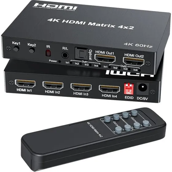 NÖRDIC HDMI 4x2 Matrix Switch 4K 60Hz med 3D & EDID
