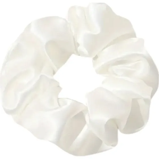 Hvid Satin Scrunchie - 9 cm Hårbånd