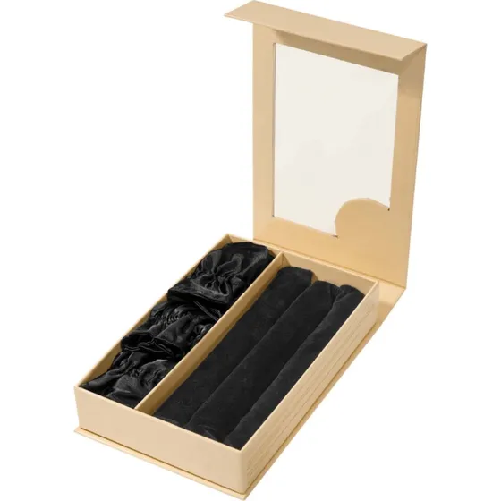 Lenoites Heatless Curling Rods med Satinhætte, 3-pak, Sort