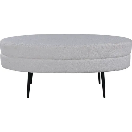 Venture Design Otto puf, oval - hvid bamsestof & sort stål (100x40)