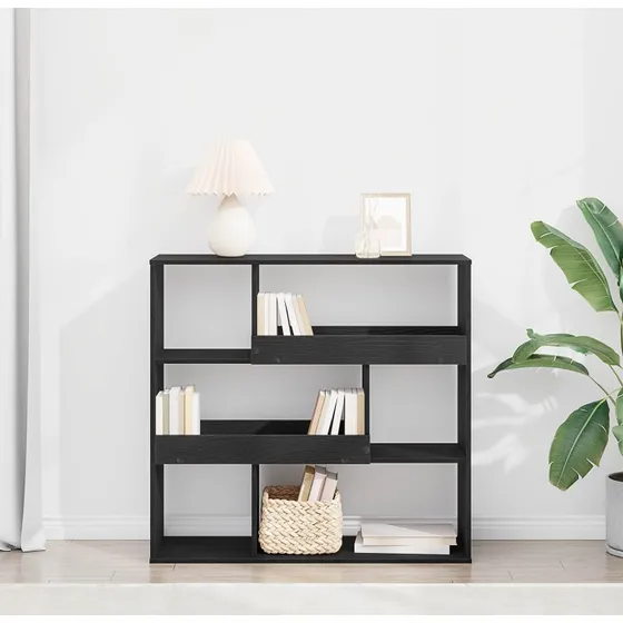 Boghylde i sort eg (100x33x94,5 cm) – konstrueret træ