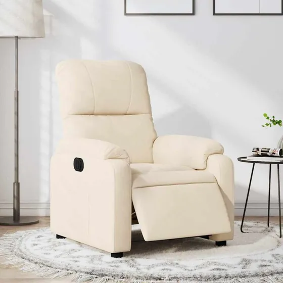 Eldrevet lænestol i mikrofiber, beige (elektrisk recliner)