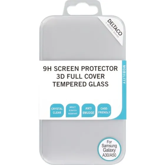 DELTACO Skærmbeskyttelse til Samsung Galaxy A30/A50 2.5D Glas