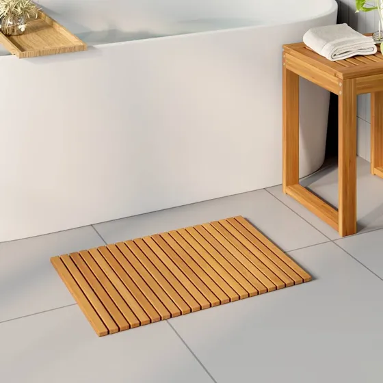 Bademtte i tr 60 x 40 cm  brun ensfarvet