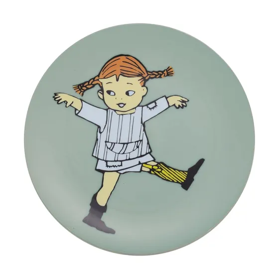 Rätt Start Pippi Cirkus flad tallerken, grøn, Ø20 cm