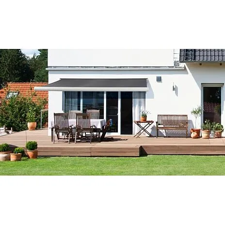 Outfit Liana hellukket markise m/motor & LED 350x300 cm grå