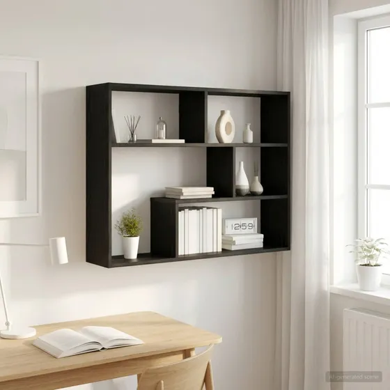 vidaXL Væghylde Sort Eg 95 x 20 x 69,5 cm