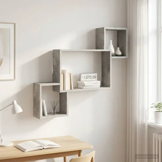 vidaXL Væghylde Betongrå 91,5 x 15 x 76 cm i Konstrueret Træ
