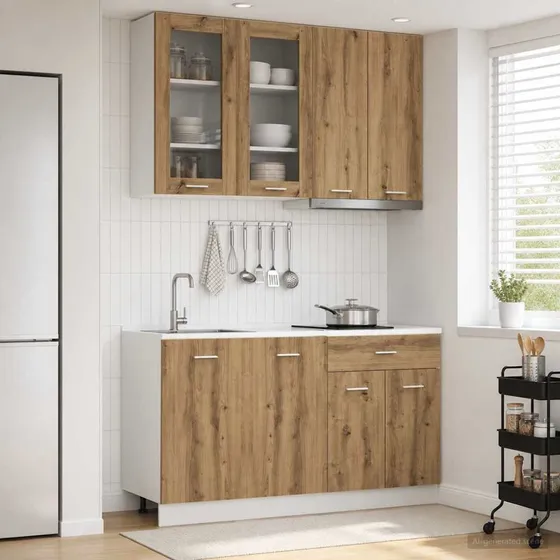 vidaXL Køkkenenhed LYON 4 dele - Artisan-eg