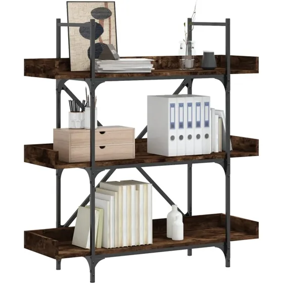 Bogreol 3 hylder 100x33x108,5 cm – Røget eg (konstrueret træ)