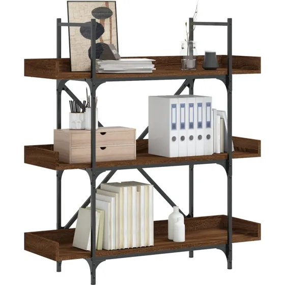 Bogreol 3 hylder i konstrueret træ, brun eg 100x33x108,5 cm