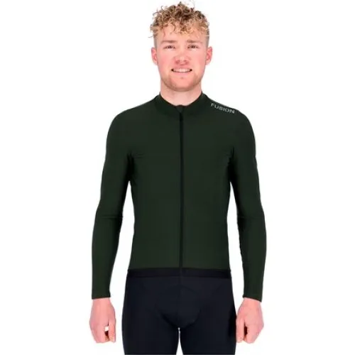 FUSION Mens Thermal Cycling Jersey - Forest Green