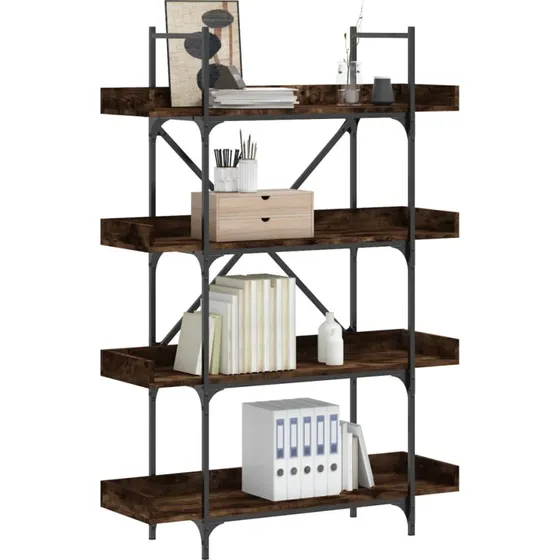 Bogreol 4 hylder 100x33x145,5 cm – røget eg