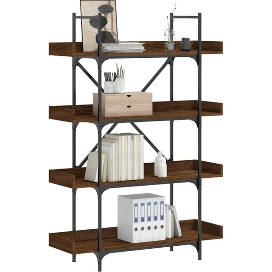 Bogreol 4 hylder 100x33x145,5 cm – brun eg