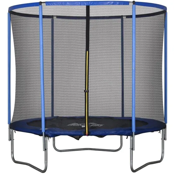 Trampolin med sikkerhedsnet Ø244 cm - Blå/Sort, op til 113,6 kg