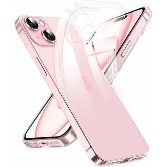 iPhone 15 gennemsigtigt TPU-etui med ekstra kamerabeskyttelse