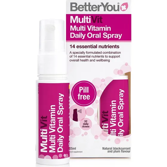 BetterYou MultiVit mundspray med solbær og blomme, 25 ml