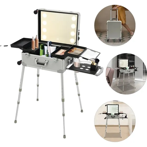 Makeup Case 21" med 8 LED-lys og justerbar højde