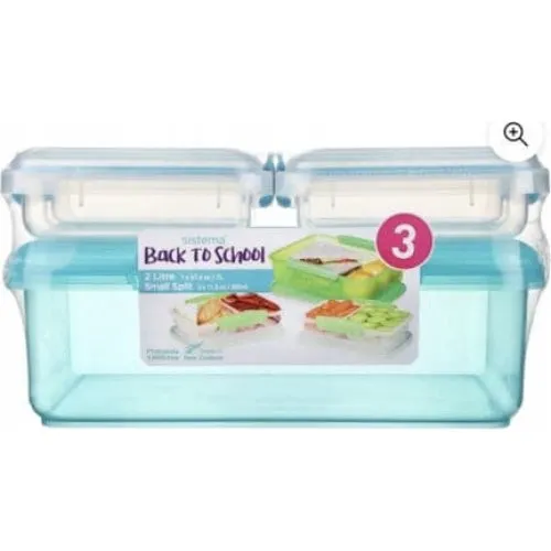 Sistema 2L plus madkassesæt - Blå (2L + 2x350ml)