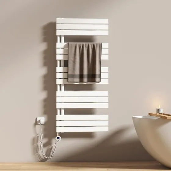 EMKE Elektrisk Håndklædetørrer 132x60cm - Hvid, 800W
