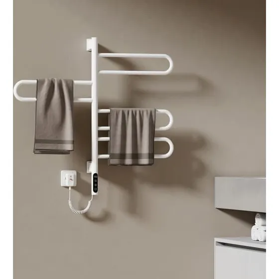 EMKE Elektrisk Håndklædeskinne 78x43cm - 180° Rotation, Hvid