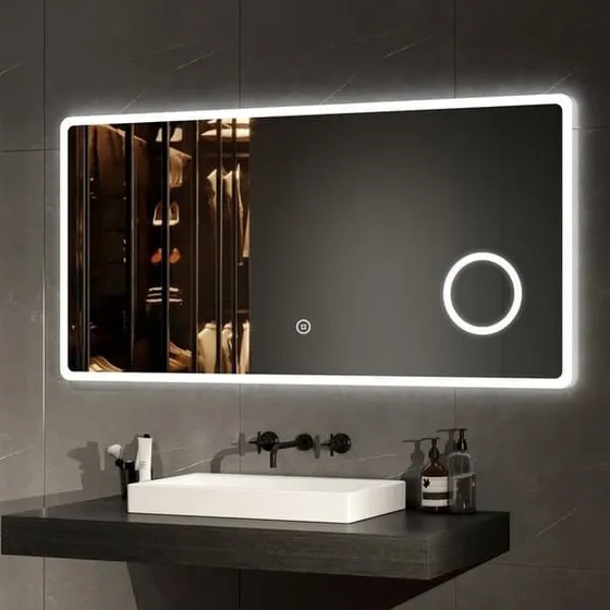EMKE LED Badeværelsesspejl 60x120 cm - 3x Forstørrelse & Touch